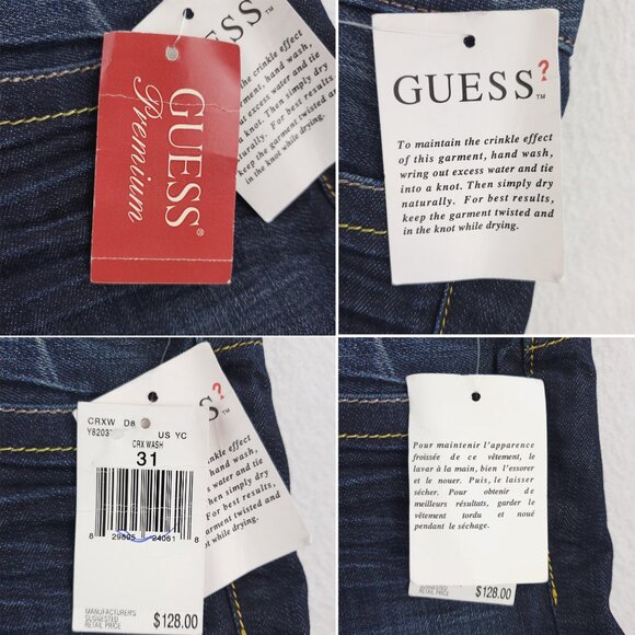 Guess Daredevil Jeans Skinny Leg Stretch Low Rise Women's 31 Measures 34x33 NWT - Picture 6 of 12